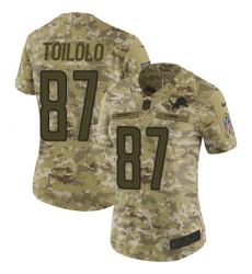 Women's Nike Detroit Lions #87 Levine Toilolo Limited Camo 2018 Salute to Service NFL Jersey