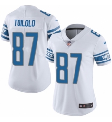 Women's Nike Detroit Lions #87 Levine Toilolo White Vapor Untouchable Elite Player NFL Jersey