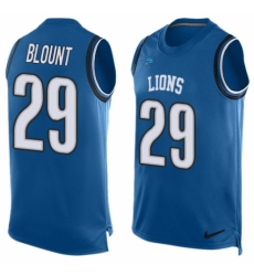 Men's Nike Detroit Lions #29 LeGarrette Blount Limited Blue Player Name & Number Tank Top NFL Jersey