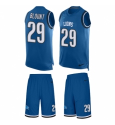 Men's Nike Detroit Lions #29 LeGarrette Blount Limited Blue Tank Top Suit NFL Jersey
