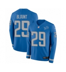 Men's Nike Detroit Lions #29 LeGarrette Blount Limited Blue Therma Long Sleeve NFL Jersey