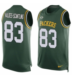 Men's Nike Green Bay Packers #83 Marquez Valdes-Scantling Limited Green Player Name & Number Tank Top NFL Jersey