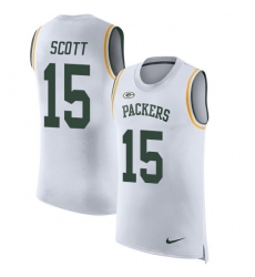 Men's Nike Green Bay Packers #15 JK Scott White Rush Player Name & Number Tank Top NFL Jersey