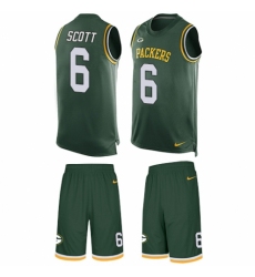 Men's Nike Green Bay Packers #6 JK Scott Limited Green Tank Top Suit NFL Jersey
