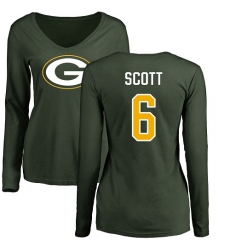 NFL Women's Nike Green Bay Packers #6 JK Scott Green Name & Number Logo Long Sleeve T-Shirt
