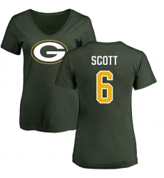 NFL Women's Nike Green Bay Packers #6 JK Scott Green Name & Number Logo T-Shirt