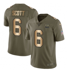 Youth Nike Green Bay Packers #6 JK Scott Limited Olive Gold 2017 Salute to Service NFL Jersey