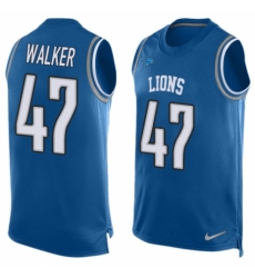 Men's Nike Detroit Lions #47 Tracy Walker Limited Blue Player Name & Number Tank Top NFL Jersey