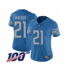 Women's Detroit Lions #21 Tracy Walker Blue Team Color Vapor Untouchable Limited Player 100th Season Football Jersey