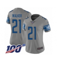 Women's Detroit Lions #21 Tracy Walker Limited Gray Inverted Legend 100th Season Football Jersey