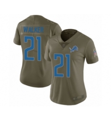 Women's Detroit Lions #21 Tracy Walker Limited Olive 2017 Salute to Service Football Jersey