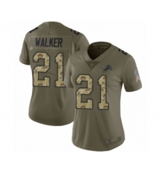 Women's Detroit Lions #21 Tracy Walker Limited Olive Camo Salute to Service Football Jersey