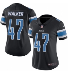 Women's Nike Detroit Lions #47 Tracy Walker Limited Black Rush Vapor Untouchable NFL Jersey