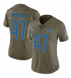 Women's Nike Detroit Lions #47 Tracy Walker Limited Olive 2017 Salute to Service NFL Jersey