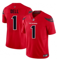 Men's Houston Texans #1 Tank Dell Red 2024 Alternate Vapor F.U.S.E. Limited Football Stitched Jersey