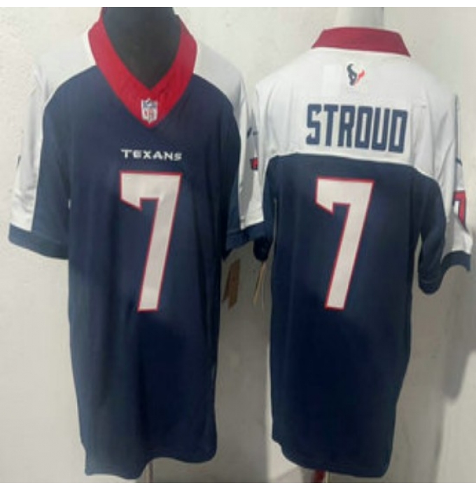 Men's Houston Texans #7 CJ Stroud Navy Blue Limited Thanksgiving Fashion FUSE Jersey