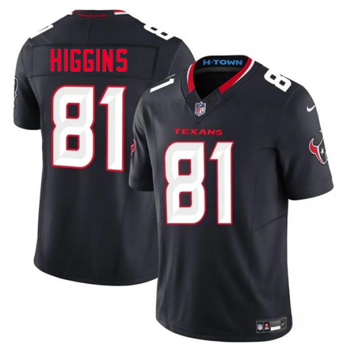 Men's Houston Texans #81 Jayden Higgins Navy 2025 Draft Vapor F.U.S.E. Limited Football Stitched Jersey