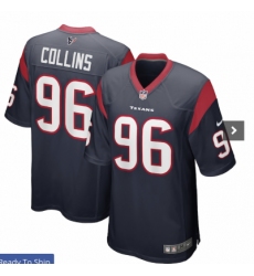 Men's Houston Texans #96 Maliek Collins Navy Nike Game Player Jersey