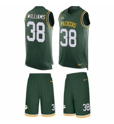 Men's Nike Green Bay Packers #38 Tramon Williams Limited Green Tank Top Suit NFL Jersey