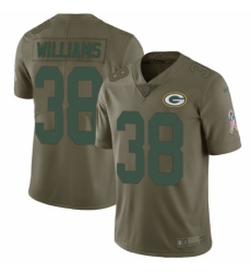 Youth Nike Green Bay Packers #38 Tramon Williams Limited Olive 2017 Salute to Service NFL Jersey