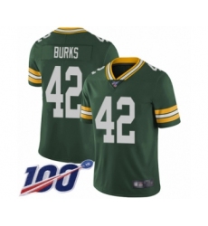 Men's Green Bay Packers #42 Oren Burks Green Team Color Vapor Untouchable Limited Player 100th Season Football Jersey
