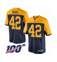 Men's Green Bay Packers #42 Oren Burks Limited Navy Blue Alternate 100th Season Football Jersey