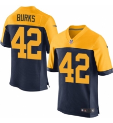 Men's Nike Green Bay Packers #42 Oren Burks Elite Navy Blue Alternate NFL Jersey