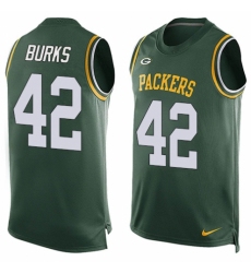 Men's Nike Green Bay Packers #42 Oren Burks Limited Green Player Name & Number Tank Top NFL Jersey