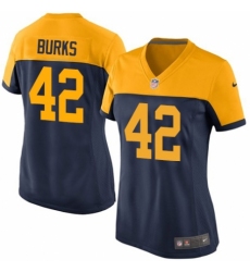 Women's Nike Green Bay Packers #42 Oren Burks Limited Navy Blue Alternate NFL Jersey