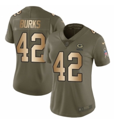 Women's Nike Green Bay Packers #42 Oren Burks Limited Olive/Gold 2017 Salute to Service NFL Jersey