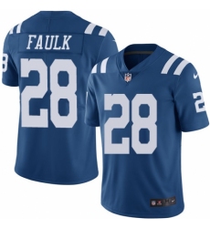 Men's Nike Indianapolis Colts #28 Marshall Faulk Elite Royal Blue Rush Vapor Untouchable NFL Jersey