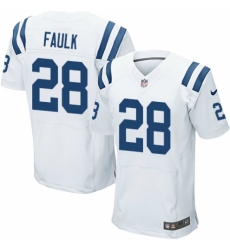 Men's Nike Indianapolis Colts #28 Marshall Faulk Elite White NFL Jersey