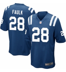 Men's Nike Indianapolis Colts #28 Marshall Faulk Game Royal Blue Team Color NFL Jersey