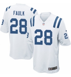 Men's Nike Indianapolis Colts #28 Marshall Faulk Game White NFL Jersey