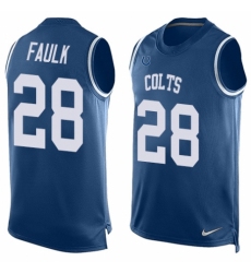 Men's Nike Indianapolis Colts #28 Marshall Faulk Limited Royal Blue Player Name & Number Tank Top NFL Jersey