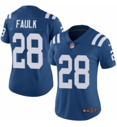 Women's Nike Indianapolis Colts #28 Marshall Faulk Royal Blue Team Color Vapor Untouchable Elite Player NFL Jersey