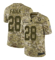 Youth Nike Indianapolis Colts #28 Marshall Faulk Limited Camo 2018 Salute to Service NFL Jersey