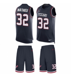 Men's Nike Houston Texans #32 Tyrann Mathieu Limited Navy Blue Tank Top Suit NFL Jersey