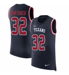 Men's Nike Houston Texans #32 Tyrann Mathieu Navy Blue Rush Player Name & Number Tank Top NFL Jersey