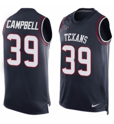 Men's Nike Houston Texans #39 Ibraheim Campbell Limited Navy Blue Player Name & Number Tank Top NFL Jersey