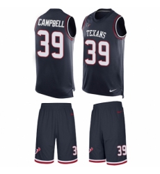 Men's Nike Houston Texans #39 Ibraheim Campbell Limited Navy Blue Tank Top Suit NFL Jersey