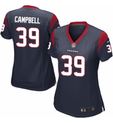 Women's Nike Houston Texans #39 Ibraheim Campbell Game Navy Blue Team Color NFL Jersey