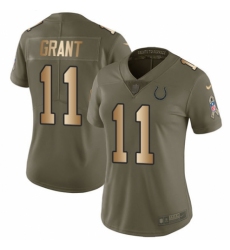 Women's Nike Indianapolis Colts #11 Ryan Grant Limited Olive/Gold 2017 Salute to Service NFL Jersey