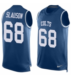 Men's Nike Indianapolis Colts #68 Matt Slauson Limited Royal Blue Player Name & Number Tank Top NFL Jersey