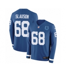 Youth Nike Indianapolis Colts #68 Matt Slauson Limited Blue Therma Long Sleeve NFL Jersey