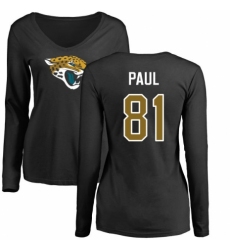 NFL Women's Nike Jacksonville Jaguars #81 Niles Paul Black Name & Number Logo Slim Fit Long Sleeve T-Shirt