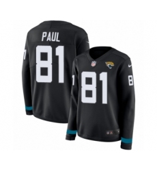 Women's Nike Jacksonville Jaguars #81 Niles Paul Limited Black Therma Long Sleeve NFL Jersey