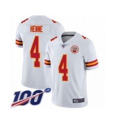 Men's Kansas City Chiefs #4 Chad Henne White Vapor Untouchable Limited Player 100th Season Football Jersey