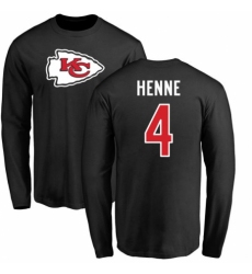 NFL Nike Kansas City Chiefs #4 Chad Henne Black Name & Number Logo Long Sleeve T-Shirt