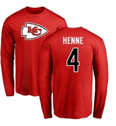 NFL Nike Kansas City Chiefs #4 Chad Henne Red Name & Number Logo Long Sleeve T-Shirt